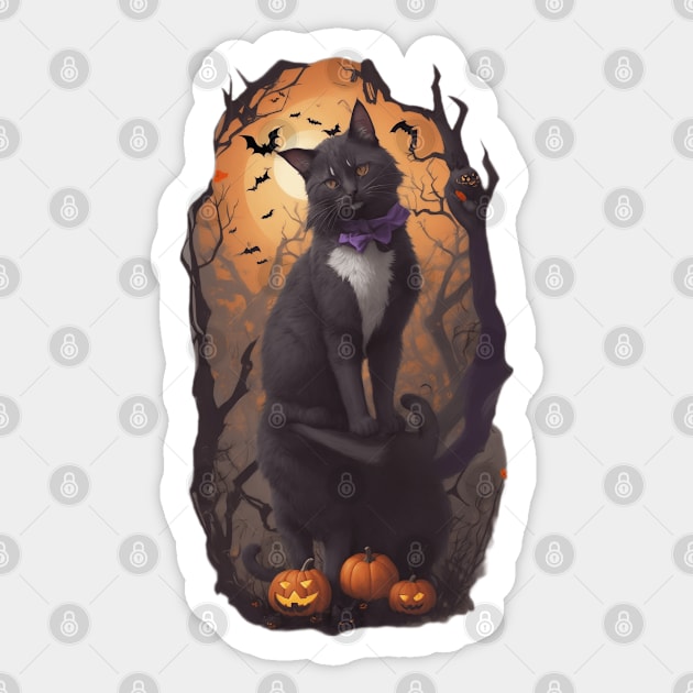 Meowloween Black Cat Sticker by Cattingthere